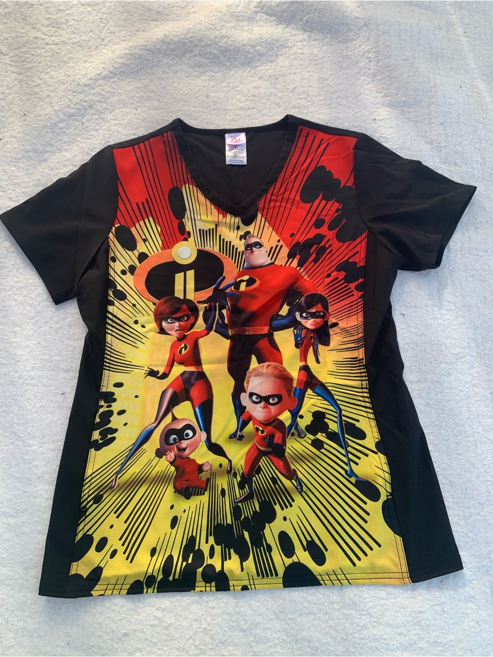 Disney Incredibles unisex scrub top Sz s